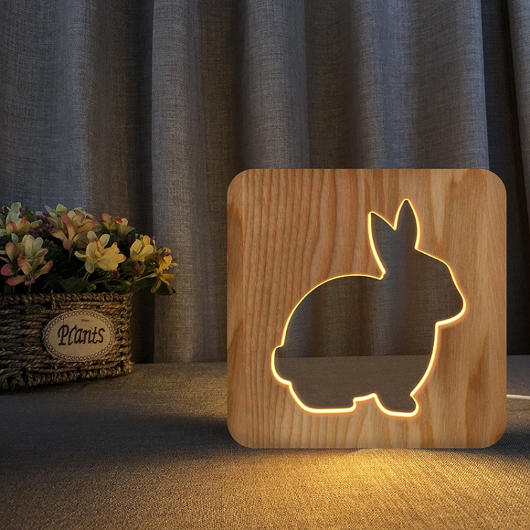 Holz-Nachtlicht „Gemütlicher Osterhase“  Sanftes Licht & natürliche Eleganz